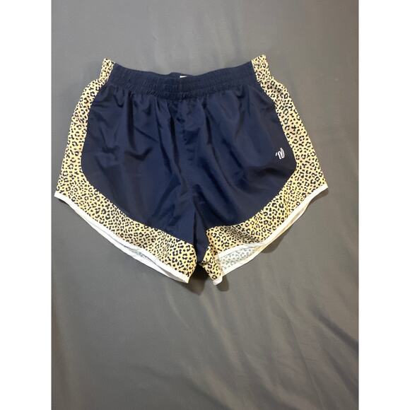 Varsity Spirit Cheer Shorts Women’s Size M Navy Blue Leopard Trim Activewear - Picture 1 of 6